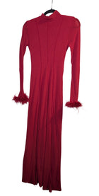 Runaway The Label Feather Trim Maxi Dress Red Size S - Image 1