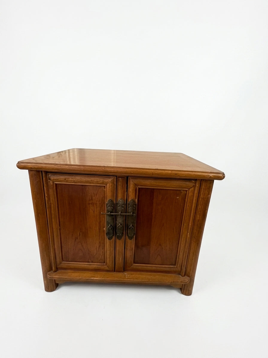 Vintage Asian-Style Wooden Cabinet with Brass Hardware Brown - Image 1