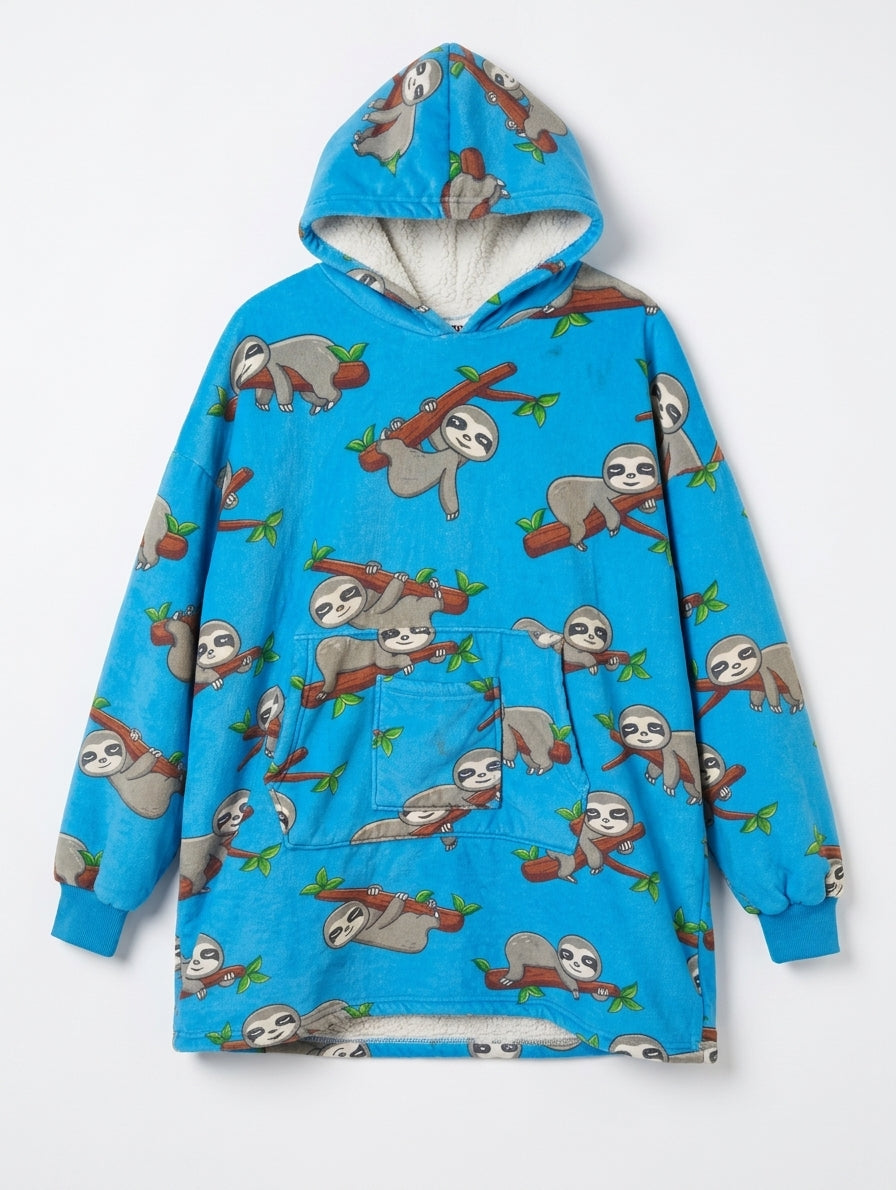 Oodie Kids Wearable Blanket Hoodie Sloth Print One Size - Image 1