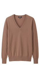 Uniqlo Extra Fine Merino Wool V-Neck Sweater - Beige Women's Size S - Image 1