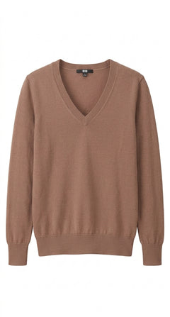 Uniqlo Extra Fine Merino Wool V-Neck Sweater - Beige Women's Size S - Image 1