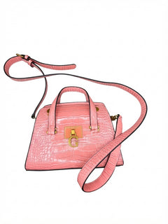 Guess Croc-Embossed Satchel Pink Small - Image 1