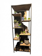 Coco Republic Industrial Display Shelving Unit Asymmetrical Metal and Wood - Image 1