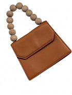 Topshop Wooden Bead Handle Clutch Bag Tan - Image 1