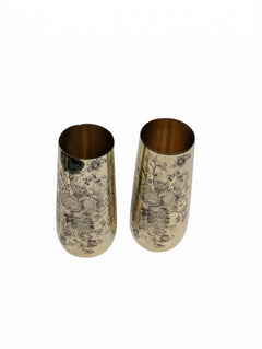 Smugglers Notch Distillery Stemless Champagne Flutes Etched Brass Set of 2 - Image 1