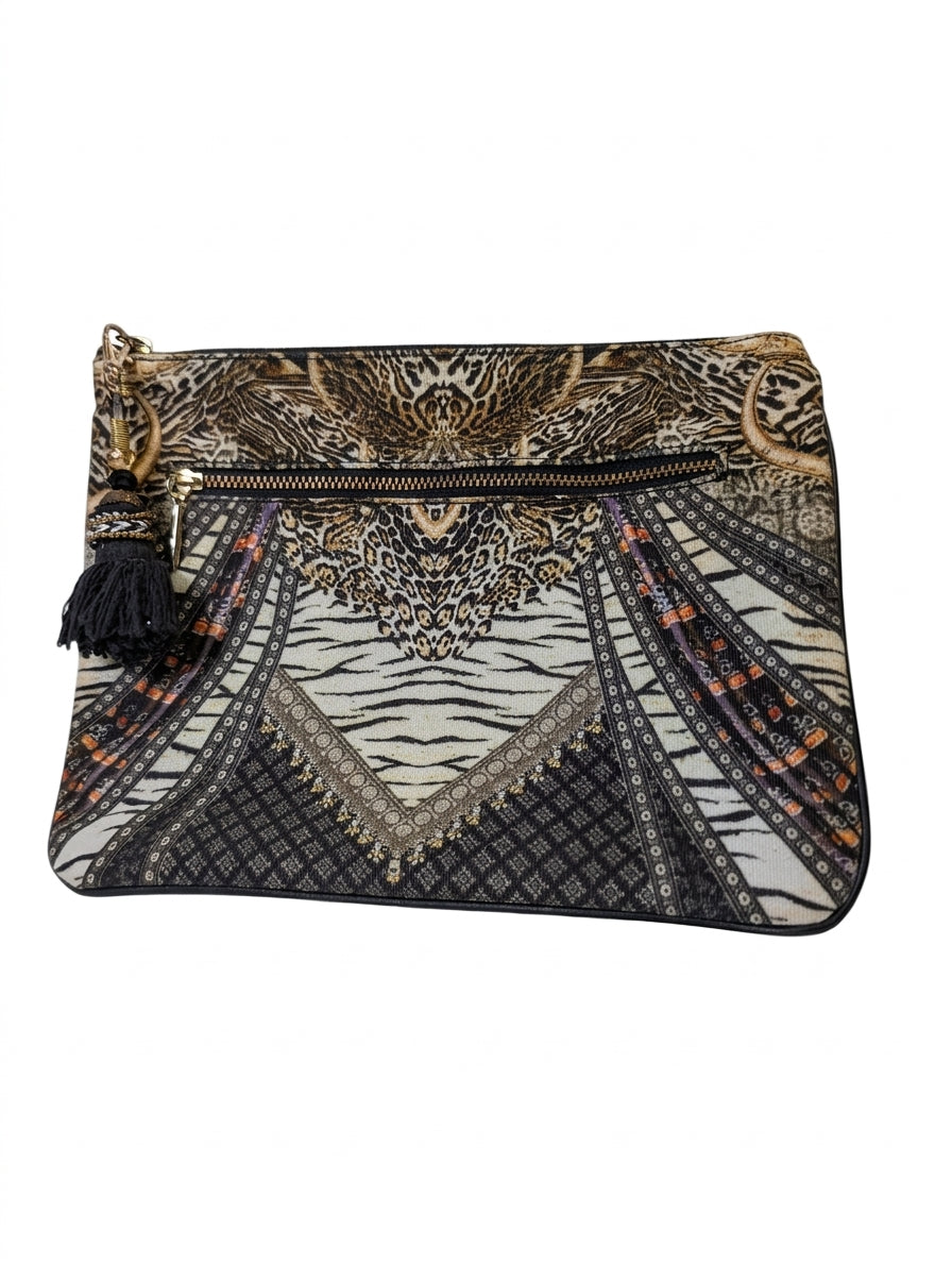 Camilla Canvas Clutch Bag With Love From India Print