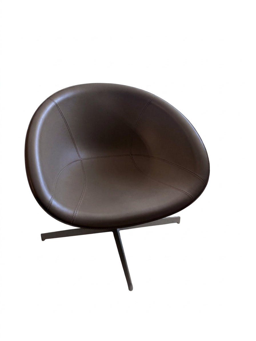 leather Swivel Chair Beige Modern Minimalist - Image 1