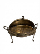 Antique Silver Plated Revolving Breakfast Dish Dome Food Warmer - Image 1