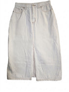 Elka Collective Denim Midi Skirt Off-White Front Slit - Image 1
