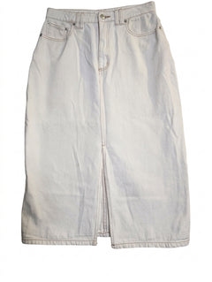 Elka Collective Denim Midi Skirt Off-White Front Slit - Image 1
