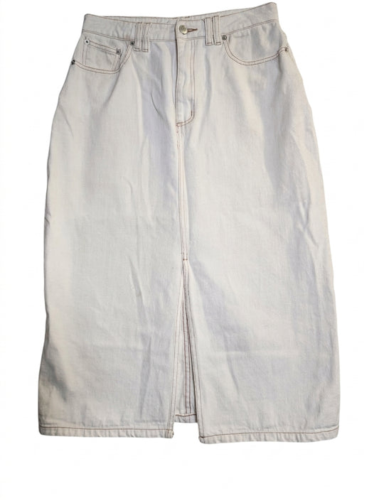 Elka Collective Denim Midi Skirt Off-White Front Slit - Image 1