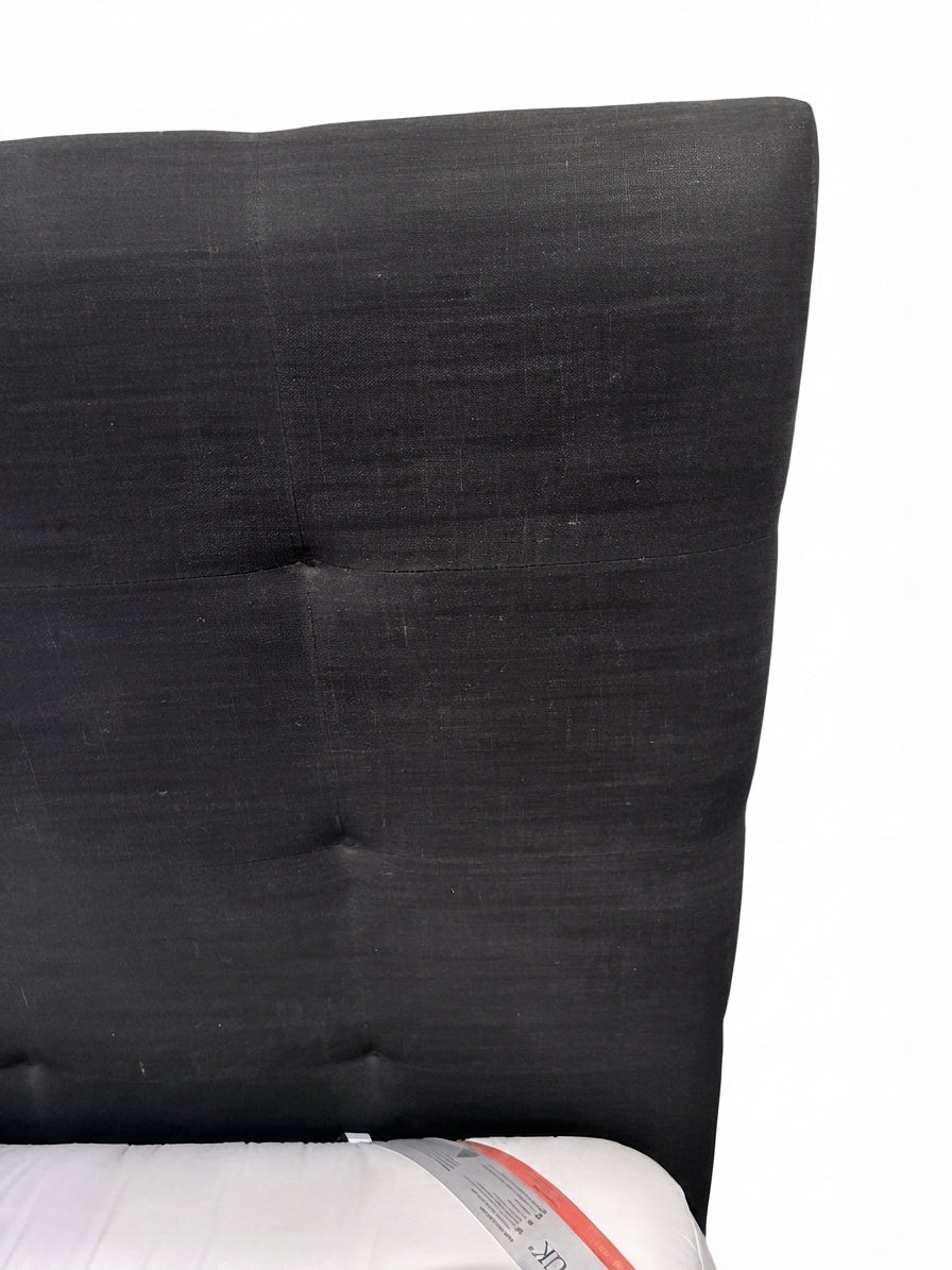 Heatherly Design Fenwick Queen Bed Head and Base Black Linen - Image 1