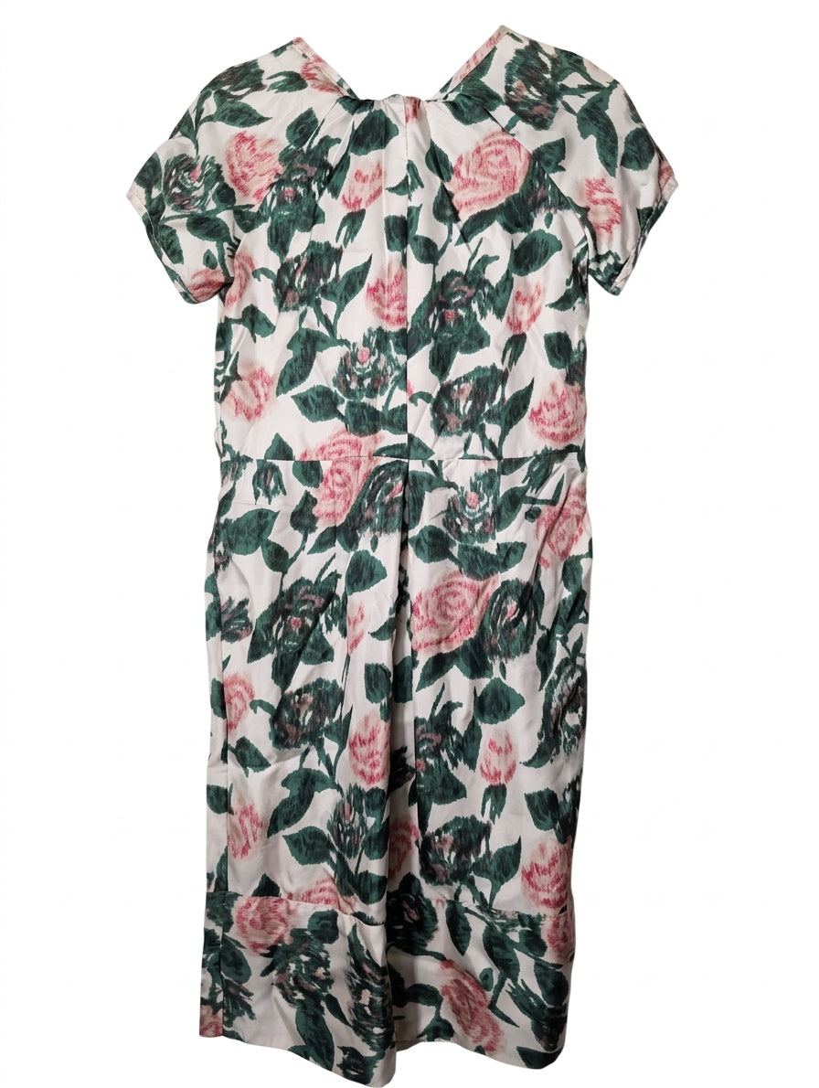 Lee Mathews Silk Rose Print Midi Dress - Size 1 - Image 1