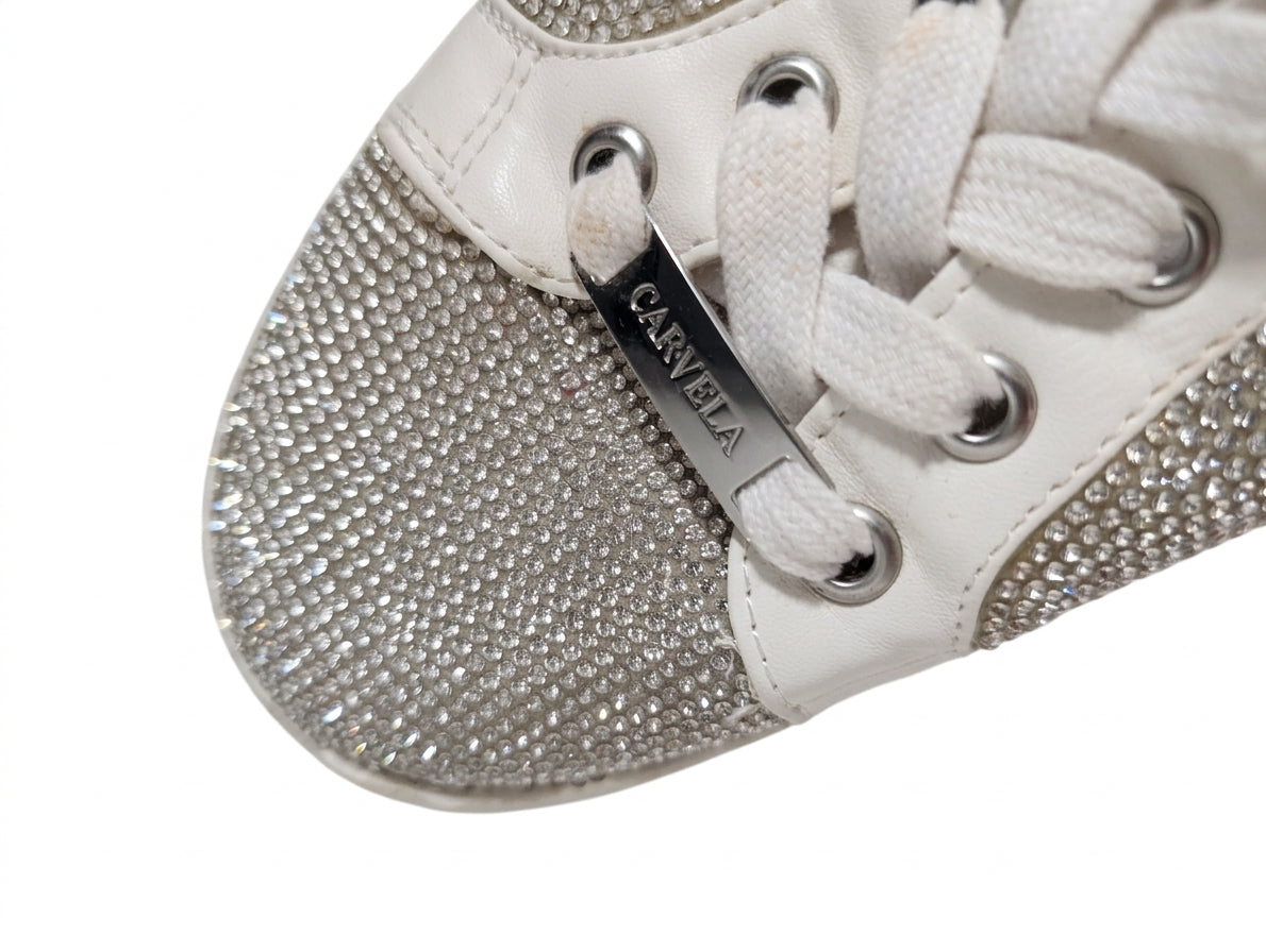 Carvela Kurt Geiger Crystal Embellished Platform Sneakers White - Image 1