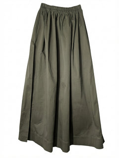 Piece of White Elastic Waist Maxi Skirt Olive Green One Size - Image 1