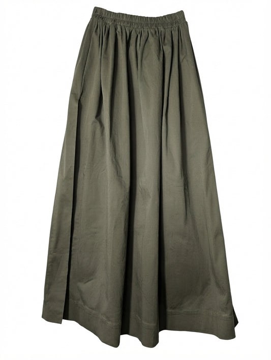 Piece of White Elastic Waist Maxi Skirt Olive Green One Size - Image 1