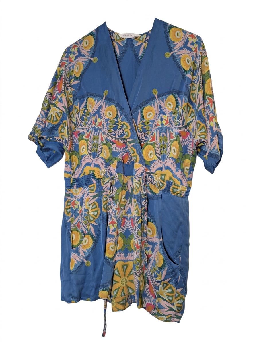 Ginger & Smart Silk Wrap Dress - Blue Floral Print - Image 1