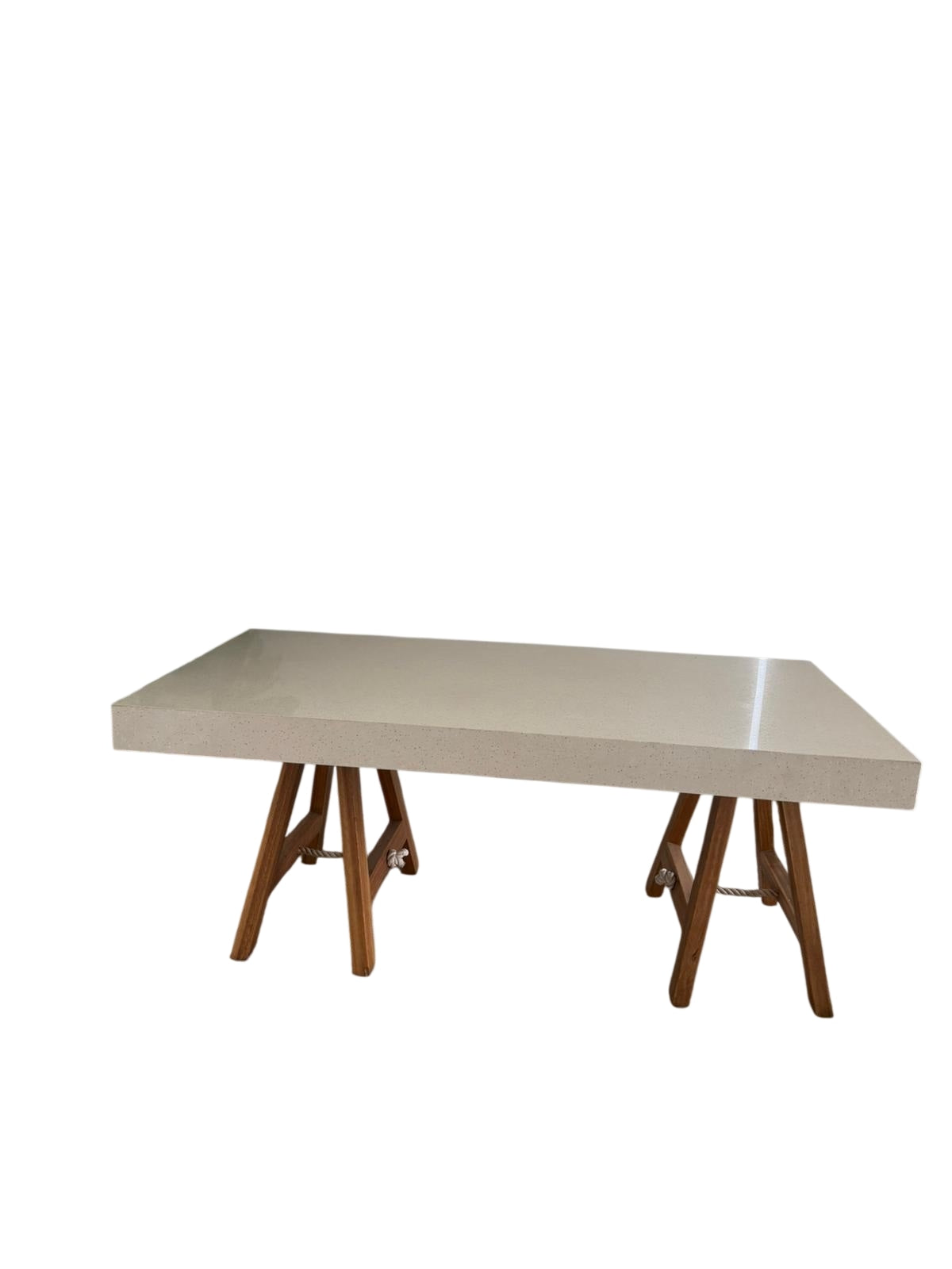 Boathouse Trestle Dining Table Stone Top & Timber Legs - Image 1