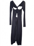 Dion Lee Mesh Ruched Cut-Out Long Sleeve Midi Dress Charcoal Grey AUS 8 - Image 1