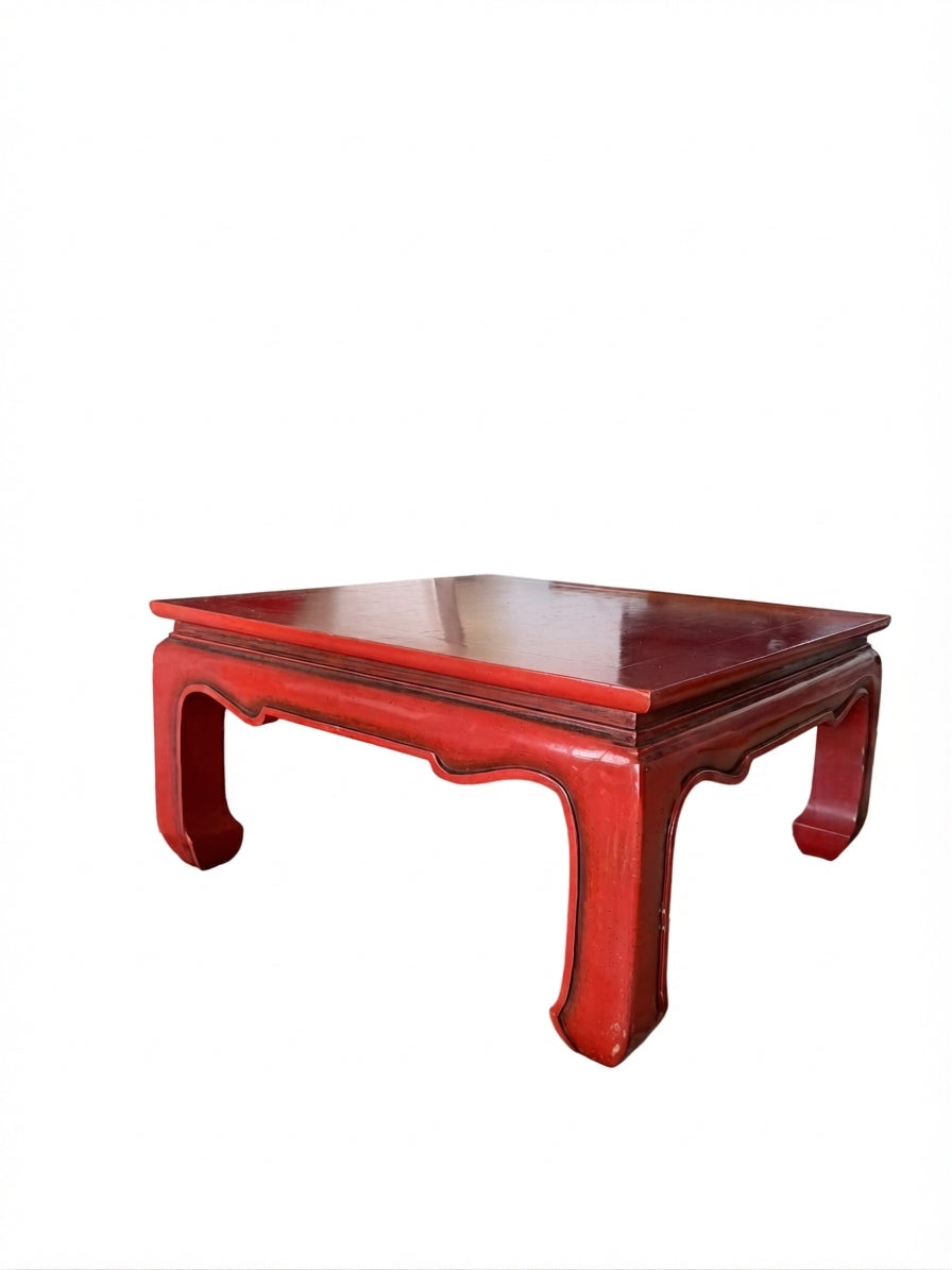 LG Chinese Ming Style Coffee Table Red Lacquer Square - Image 1