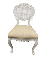 French Provincial Style Cane Back Dining Chair White Distressed - Image 1