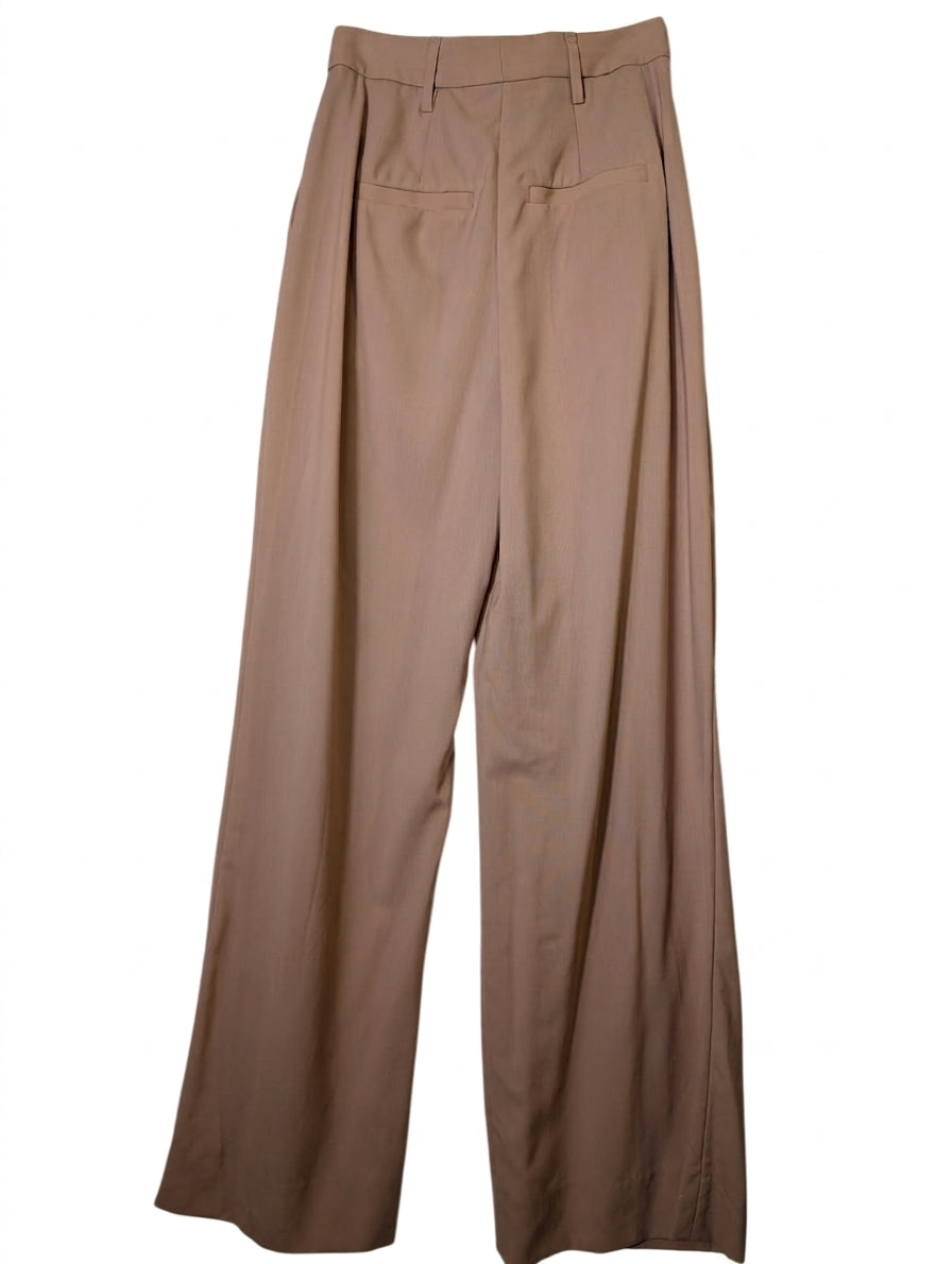 Country Road High-Waisted Wide-Leg Trousers Beige Wool Size 6 - Image 2