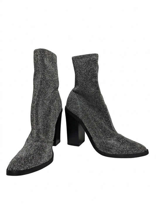 Steve Madden Edit Sock Booties Silver Glitter Size 37 - Image 1