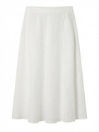 White Linen Midi Skirt with Eyelet Lace Detail EU 46 - Image 1