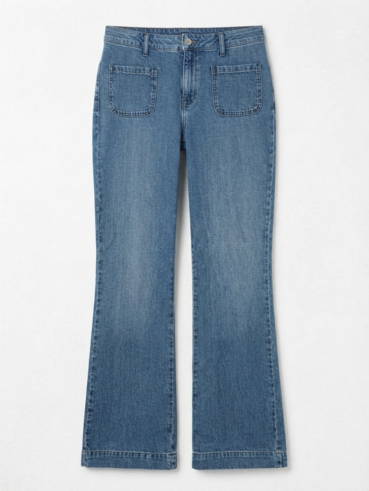 Pablo Women's Patch Pocket Flare Jeans Blue Denim Size 42 - Image 1