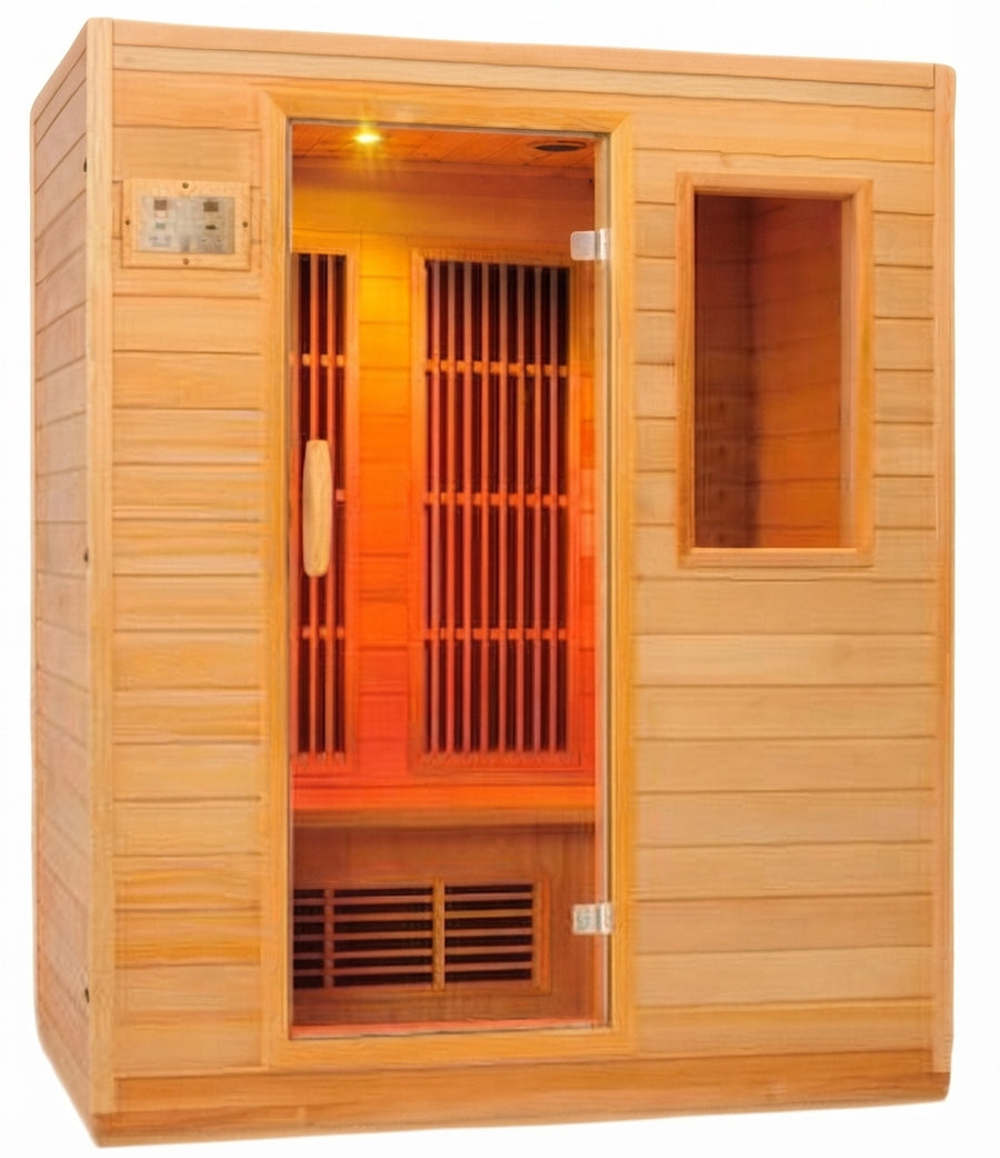Dynamic Saunas Barcelona 3-Person Far Infrared Sauna Natural Wood - Image 1