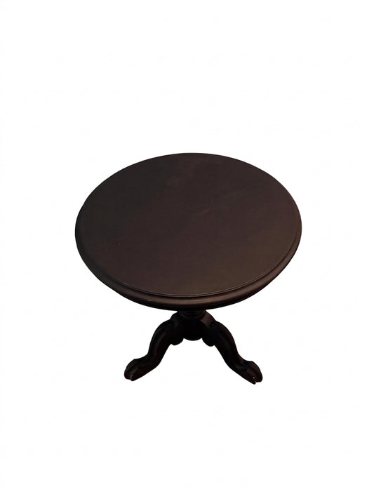 Vintage Style Round Pedestal Accent Table - Black Side Table - Image 1