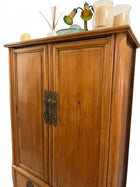 Vintage Asian-Style Wooden Armoire with Brass Hardware Brown - Image 1