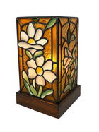 Vintage Leadlight Works Peaston Floral Stained Glass Table Lamp - Image 1
