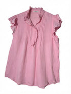 Alessandra Linen Ruffle Detail Blouse Pink Size S - Image 1