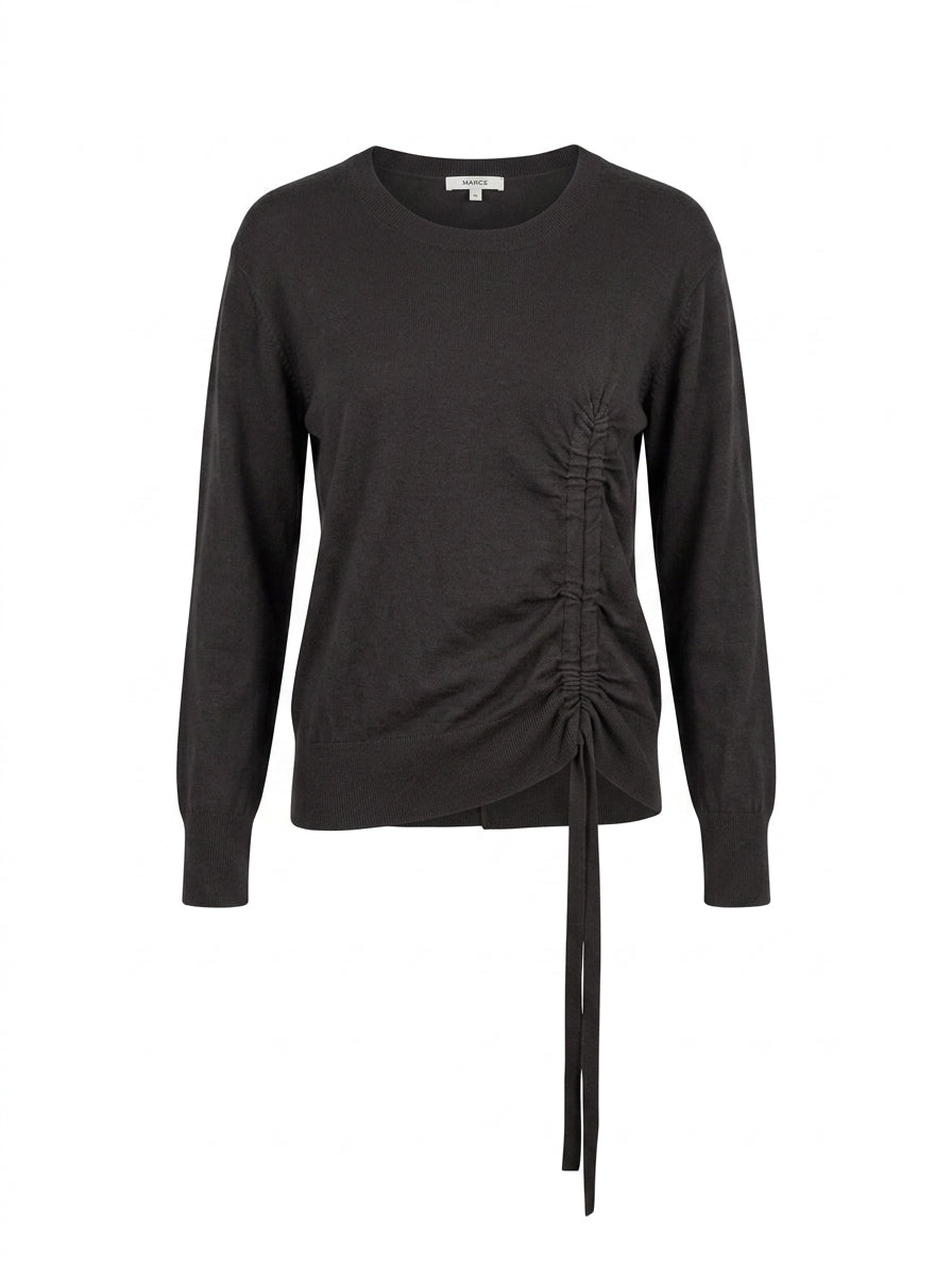 Marcs Long Sleeve Sweater Black With Ruched Side Detail