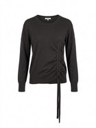 Marcs Long Sleeve Sweater Black With Ruched Side Detail - Image 1
