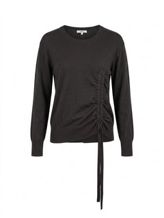 Marcs Long Sleeve Sweater Black With Ruched Side Detail - Image 1
