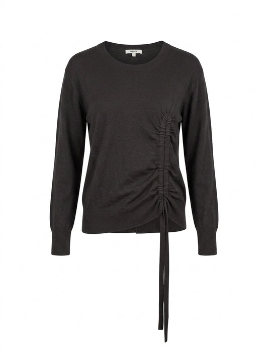 Marcs Long Sleeve Sweater Black With Ruched Side Detail - Image 1