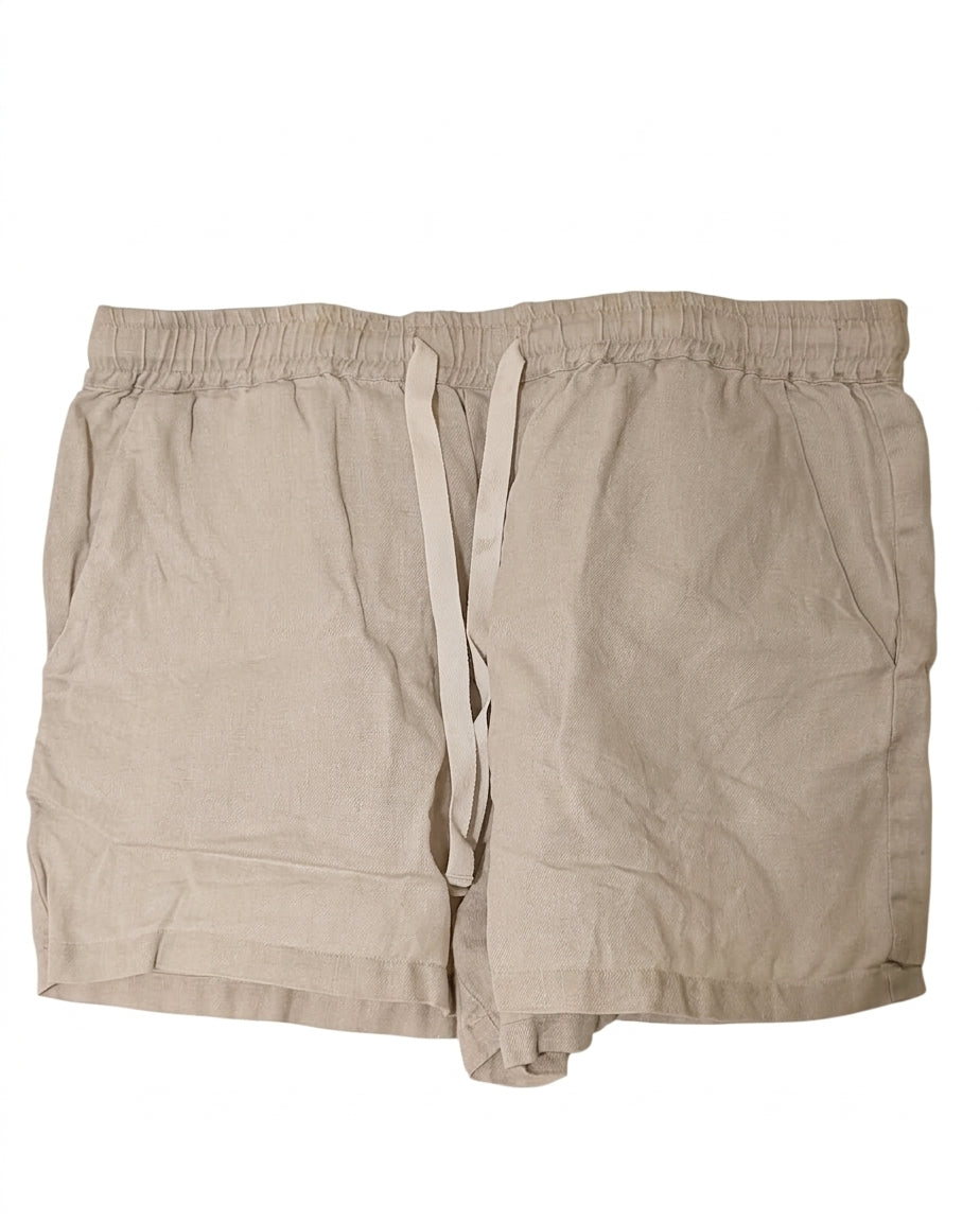Assembly Label 100% Linen Drawstring Shorts - Beige Women's Size 12 - Image 1