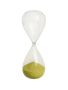 Large Modern Minimalist Glass Hourglass with Vibrant Green Sand - Image 1