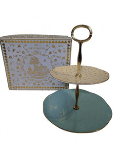 Wedgwood Harlequin Collection Polka Dot 2-Tier Cake Stand Bone China - Image 1