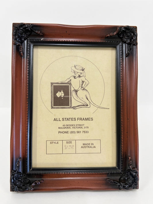 All States Frames Vintage Ornate Photo Frame Brown Wood 4x5 and 5x7 inch - Image 1