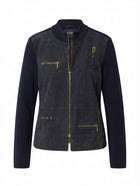 Basler Weekend Wool and Suede Zip-Up Jacket Navy EU 38 UK 12 - Image 1