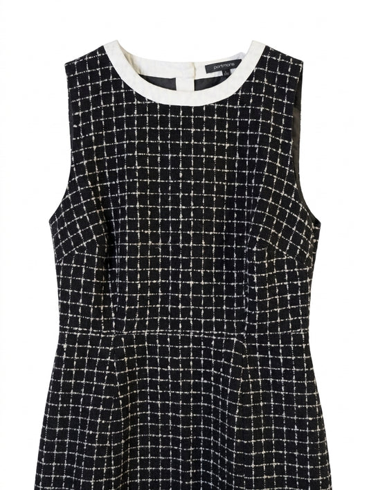 Portmans Sleeveless Tweed Check Dress Black and White Size 10 - Image 1