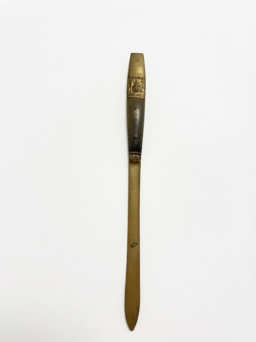 S. Samran Vintage Brass and Horn Letter Opener Gold and Brown - Image 1
