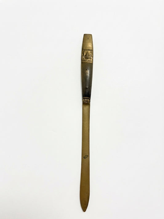 S. Samran Vintage Brass and Horn Letter Opener Gold and Brown - Image 1