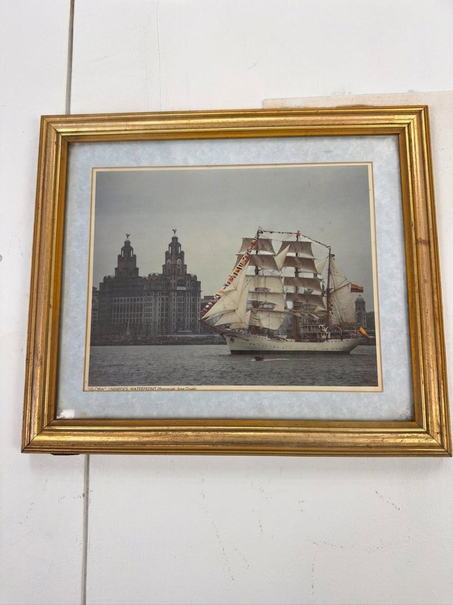 Anne Cowie Framed Print 'Gloria' Tall Ship Liverpool Waterfront