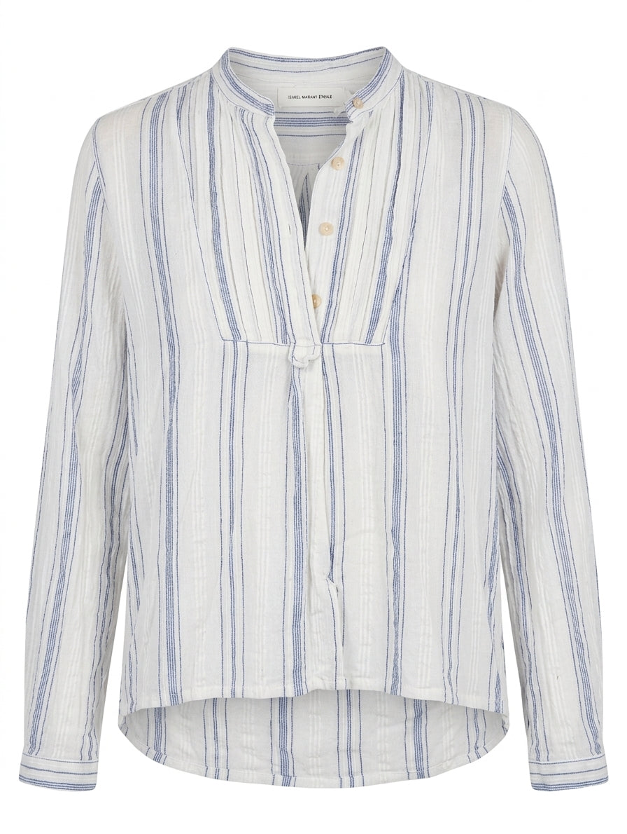 Isabel Marant Étoile Striped Cotton Blouse - White & Blue Size 40 - Image 1