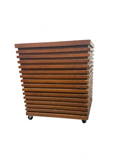 Vintage Mid-Century Modern Slatted Wood 3-Drawer Rolling Side Table - Image 1