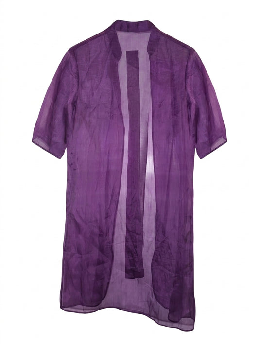 Sarissa 100% Silk Sheer Purple Organza Duster Kimono Cardigan - Image 1